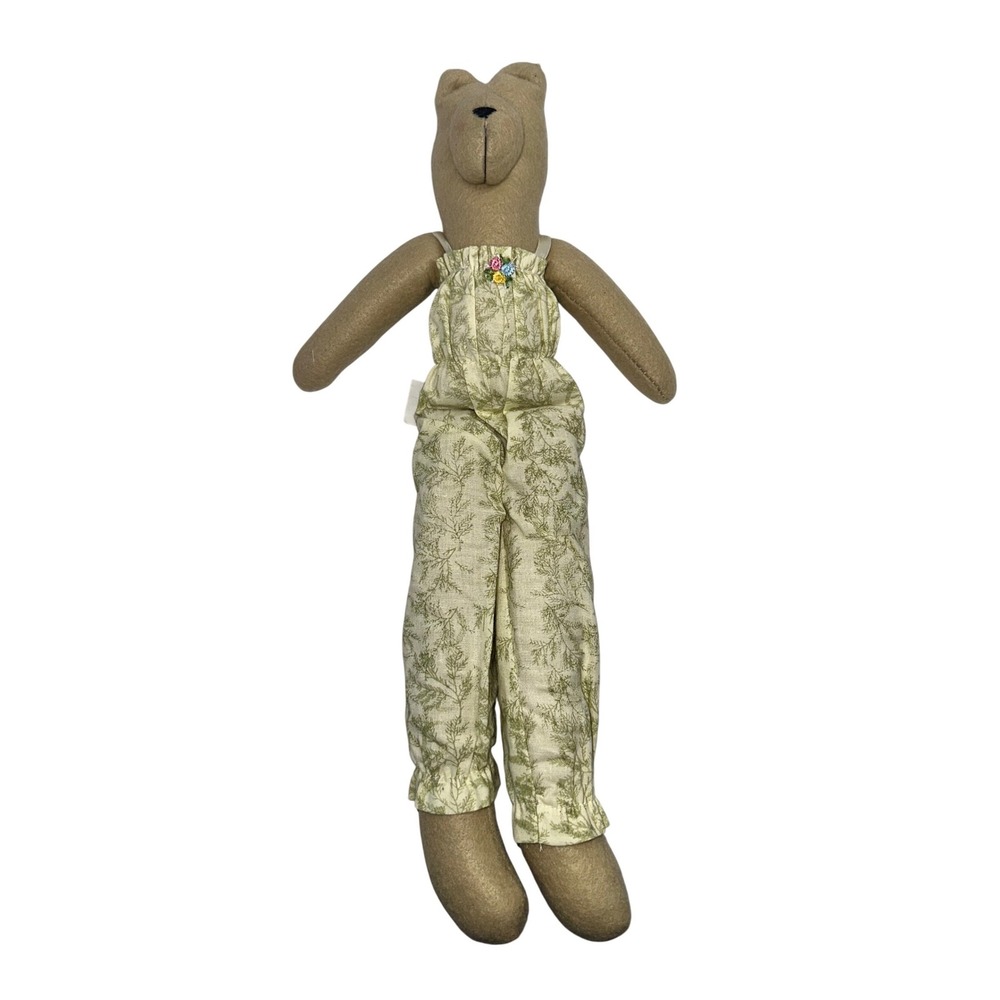 Vintage-Style Bear In Floral Overalls